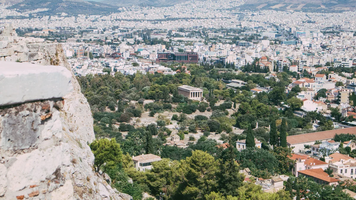 Travel scene in Greece, illustrating business travel Greece