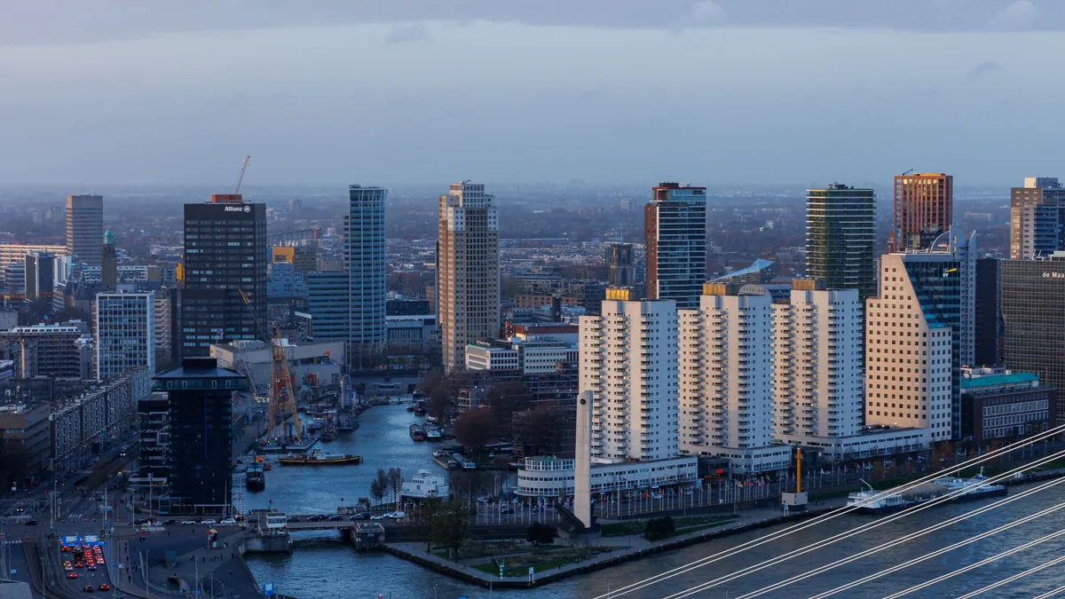 Rotterdam skyline where the best eSIM Netherlands plans run on Dutch 4G and 5G networks