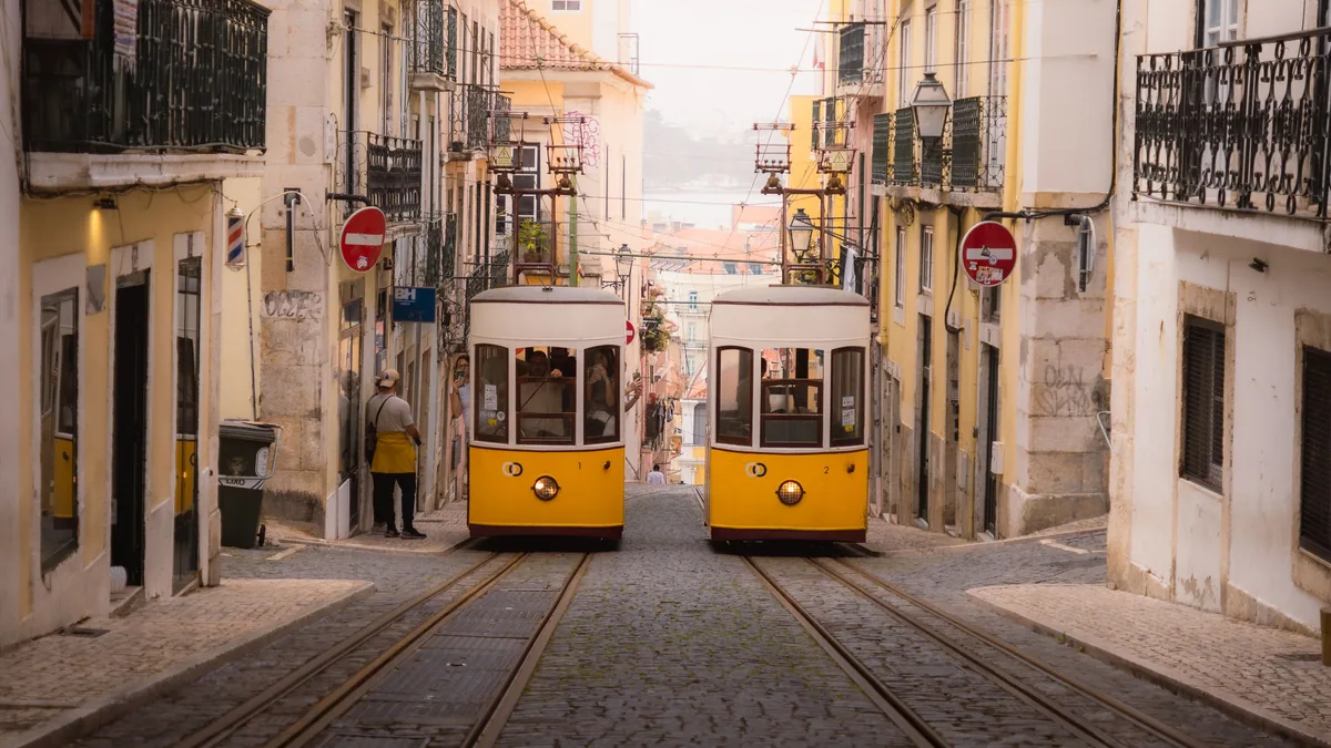 A Lisbon tram in Alfama, where a best eSIM Portugal plan keeps maps and transport apps working
